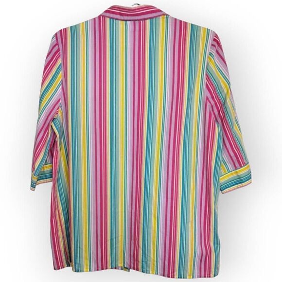 American Sweetheart Womens Blouse Size M 3/4 Sleeve Button Front Multicolor - Picture 7 of 7